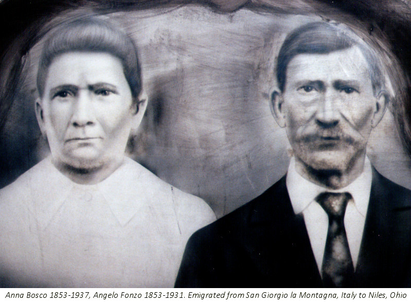 Anna Bosco 1853-1937, Angelo Fonzo 1853-1931.  Emigrated from San Giorgio la Montagna,Italy to Niles, Ohio, USA